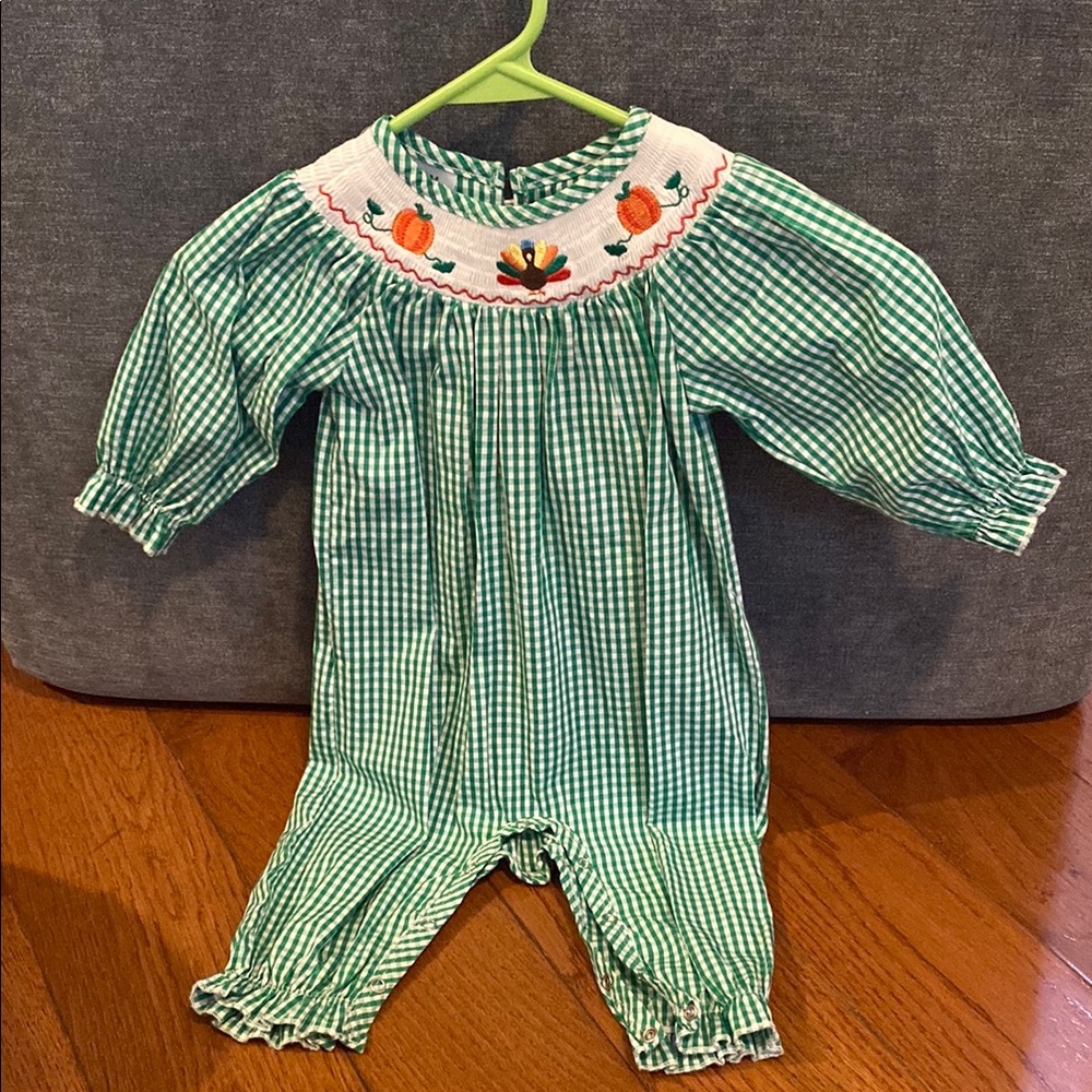 Green Gingham Kids One Piece